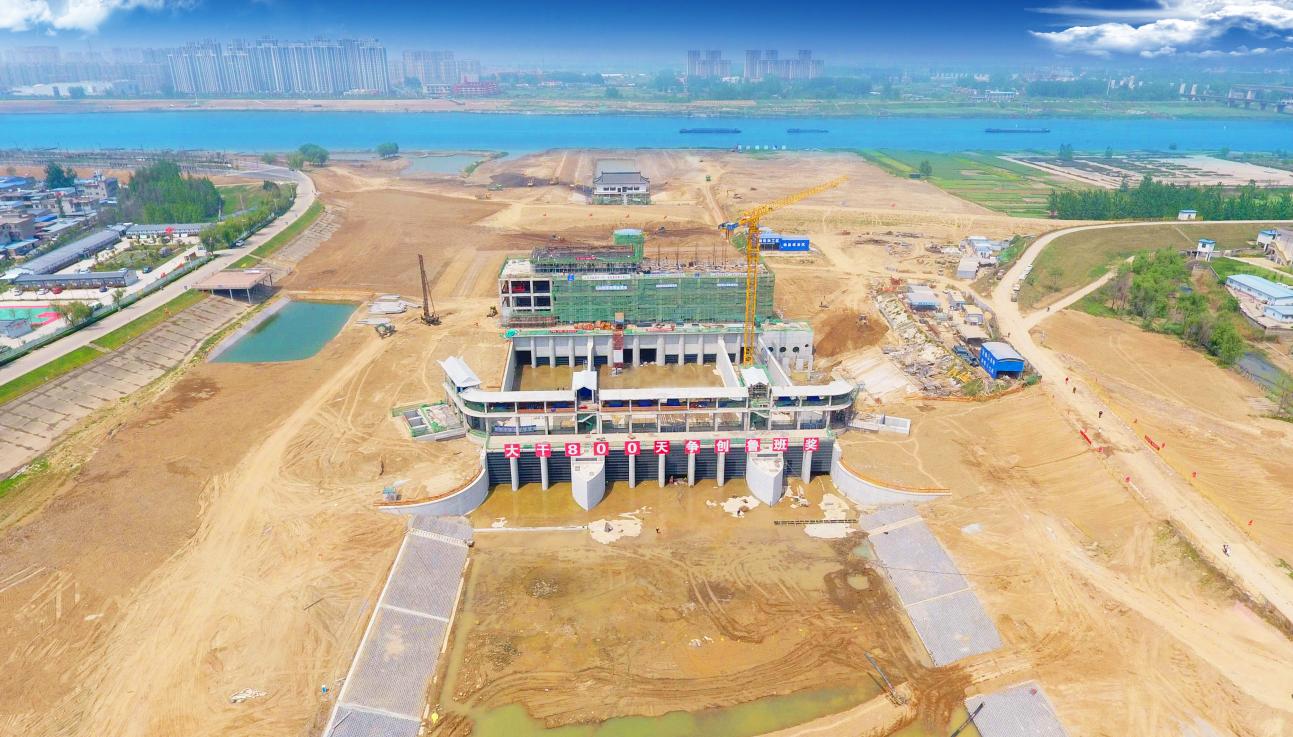 安徽水利蚌埠靚淮河龍子河口綜合樞紐布置工程。安徽建工集團供圖